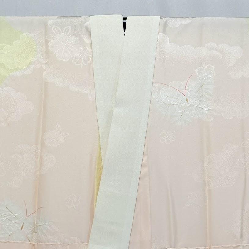 ゆりのはな　未使用品　長襦袢　紋ちりめん　友禅金彩加工　絞り入り　正絹　E703 ゆりのはな未使用品長襦袢紋ちりめん友禅金彩加工絞り入り正絹E703