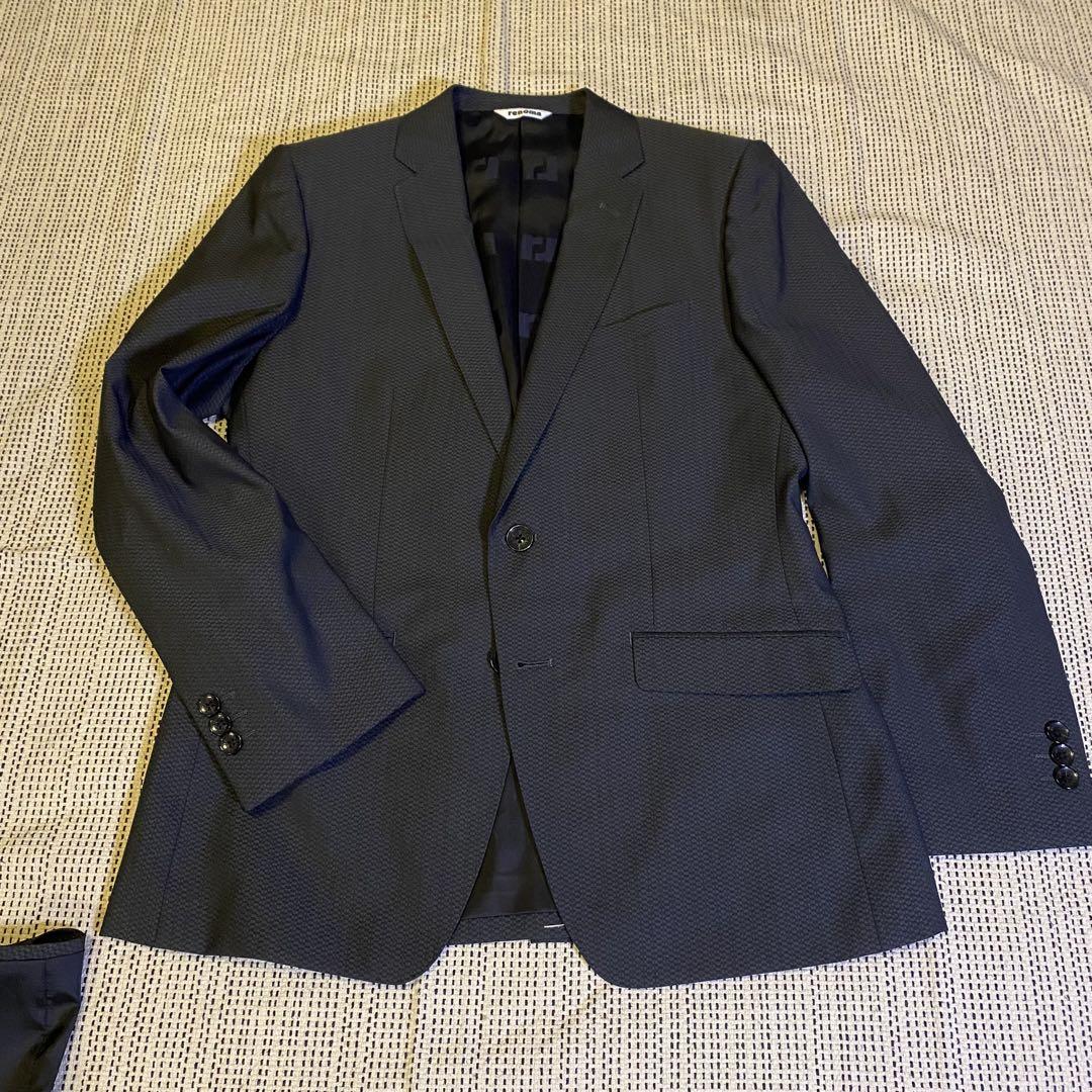 【美品】renoma レノマ　ダークグレー 3ピース ビジネススーツ　A4