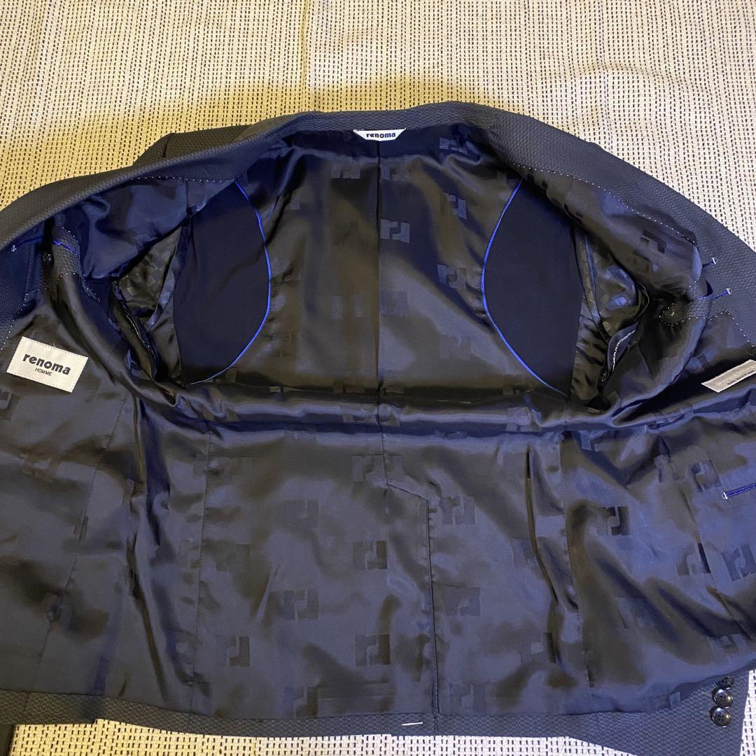 【美品】renoma レノマ　ダークグレー 3ピース ビジネススーツ　A4