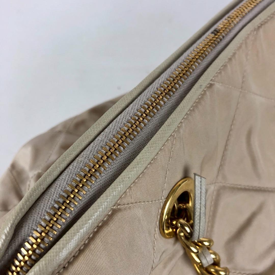 PRADA プラダ ナイロン チェーン ハンドバッグ ベージュ レディース