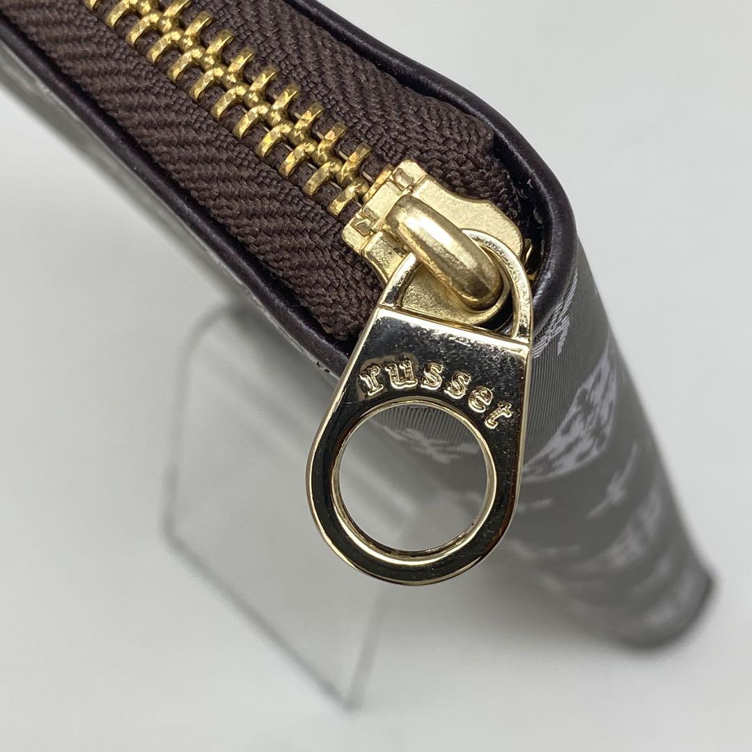 russet 長財布 ラウンドジップウォレット グレー ジップ モノグラム