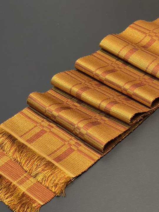 半幅帯 黄八丈 美品 貴重 a057