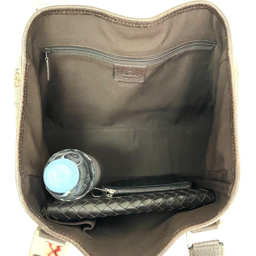 【美品】GUCCI グッチ トートバッグGG柄シェリーライン キャンバス レザー