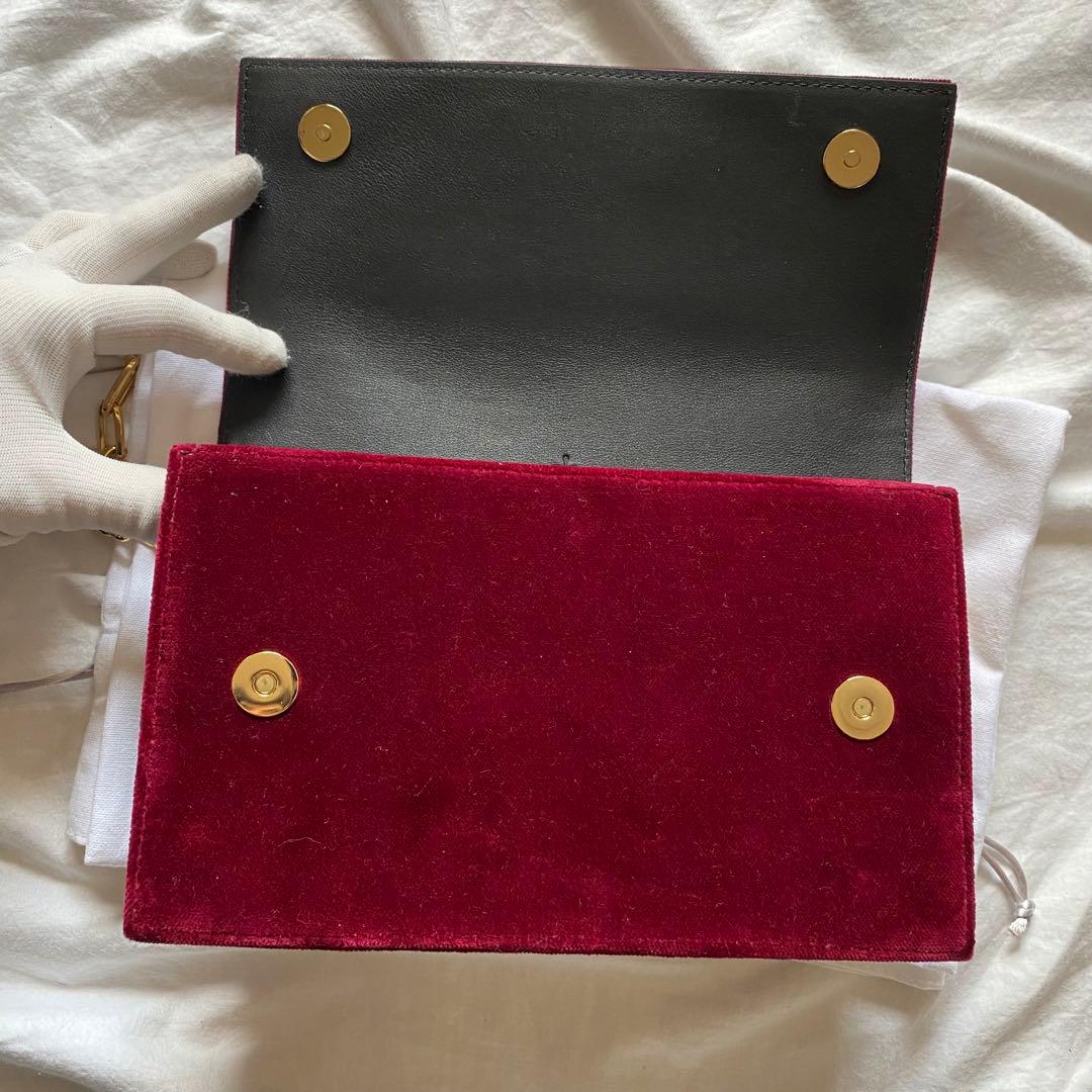 ニッサン・638 未使用級 M2MALLETIER チェーン ベロアショルダーバッグ