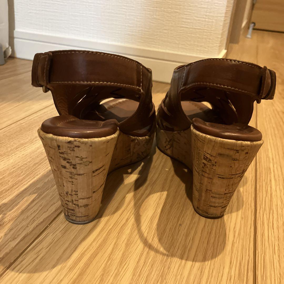ファビオルスコーニ レザー 茶 厚底コルクサンダル 36サイズ