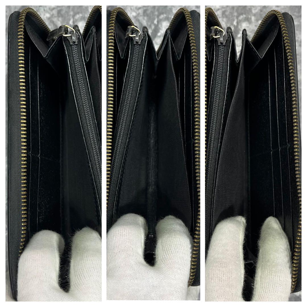 極美品✨グッチ 長財布 ラウンドファスナー 蛇 PVC レザー 型