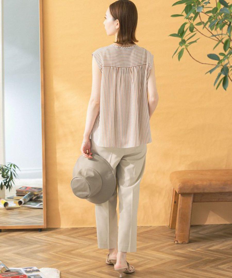 □美品◆アーバンリサーチロッソ◆2WAY♡ストライプフレンチスリーブブラウスBE □美品◇アーバンリサーチロッソ◇ 2WAYストライプフレンチ