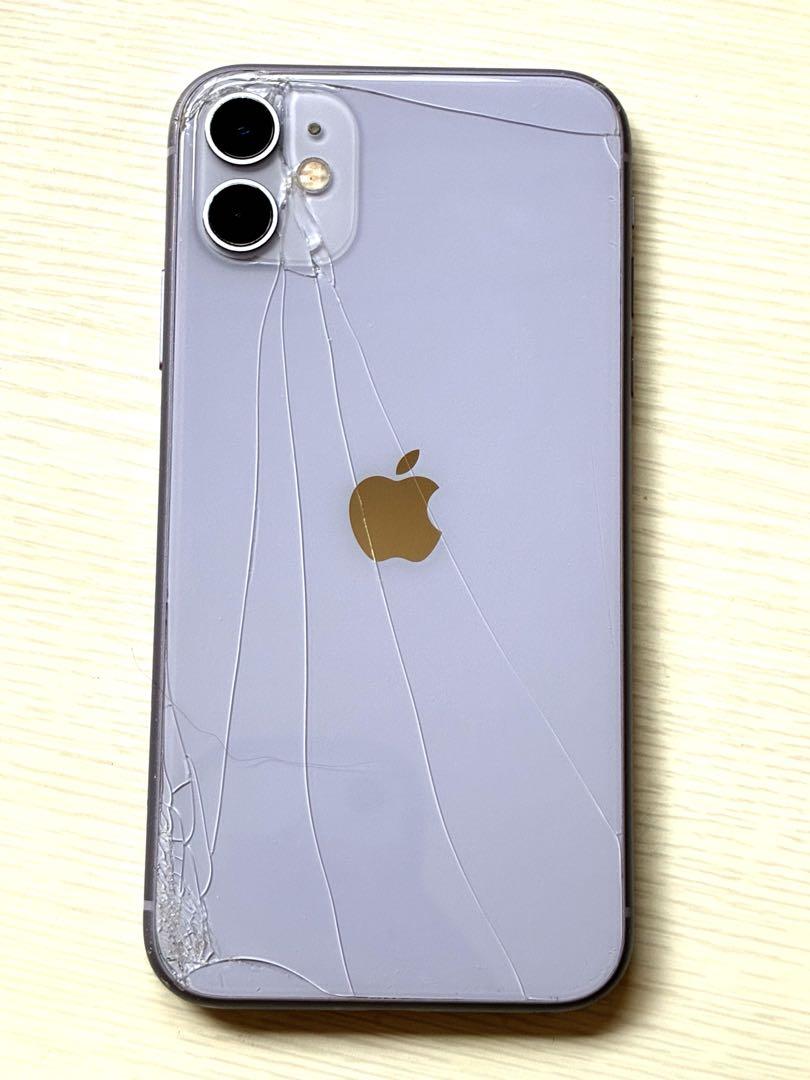Apple iPhone 11 パープル 画面ひび割れあり Apple iPhone11 64GB ひび割れ有り - メルカリ