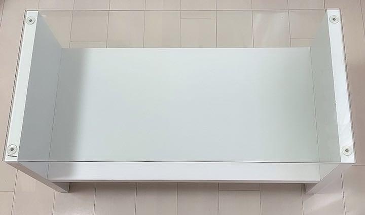 ☆新品未開封☆収納付きガラステーブル[ホワイト]