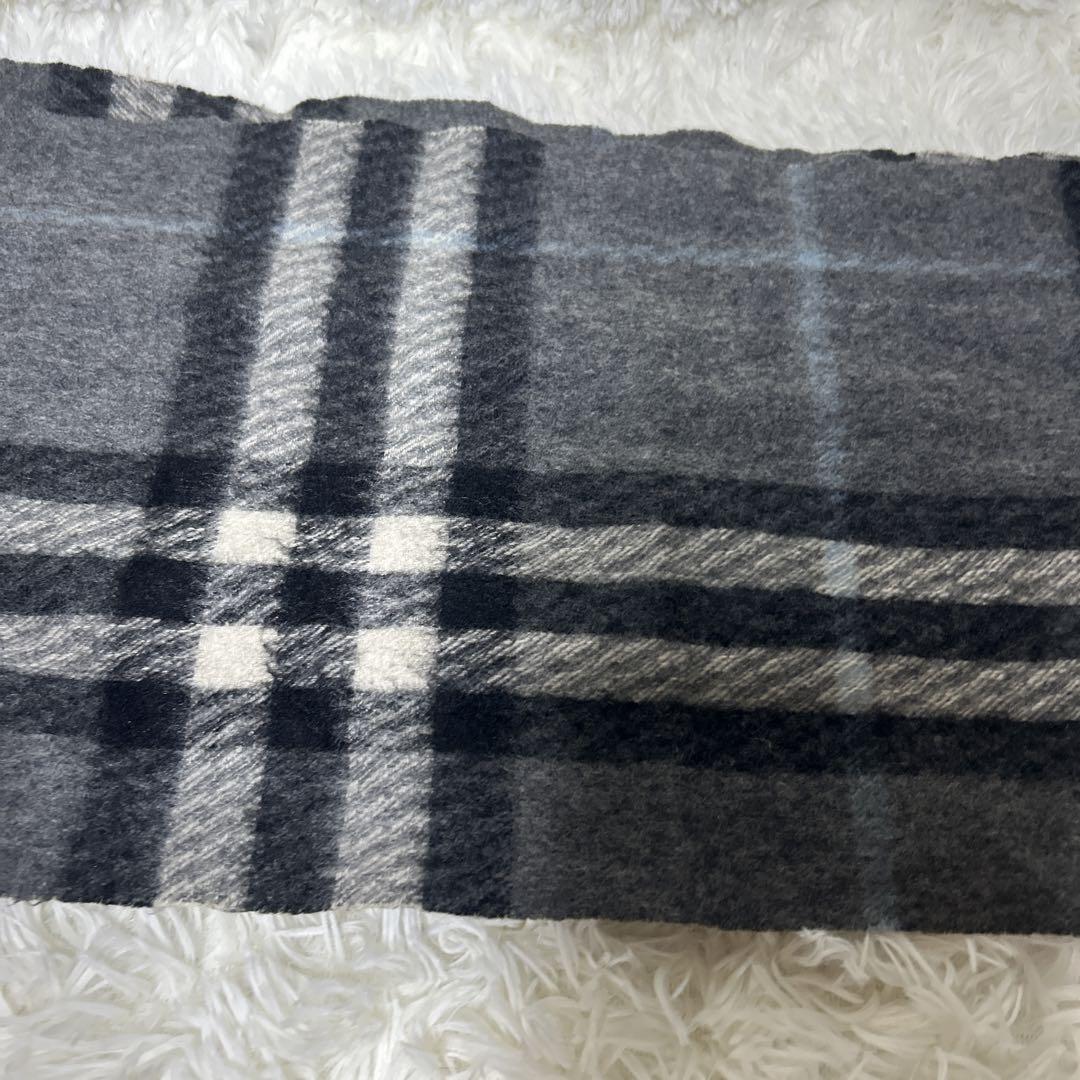 【美品】バーバリー　ロンドン　マフラー カシミヤ100%  メガチェック　グレー