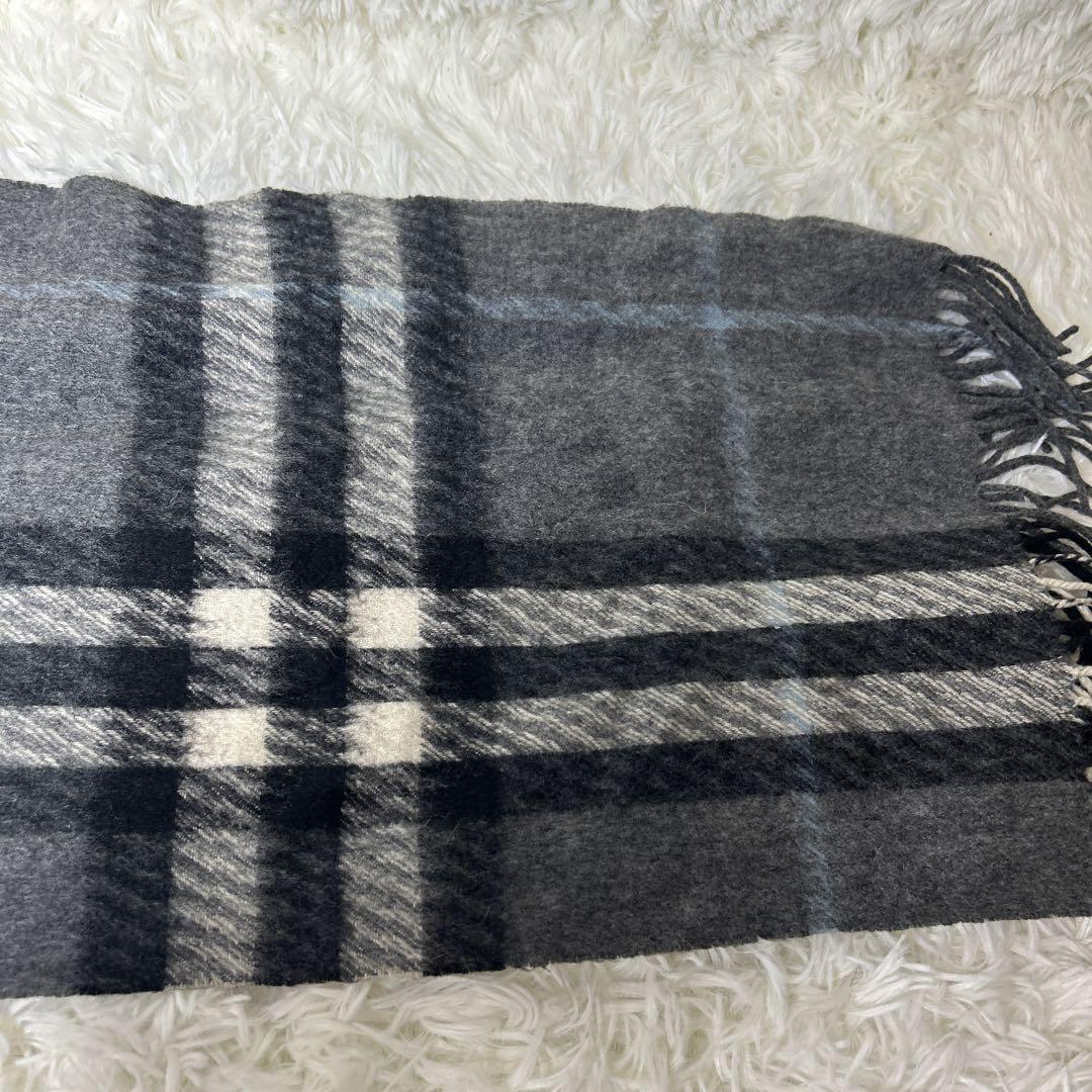 【美品】バーバリー　ロンドン　マフラー カシミヤ100%  メガチェック　グレー
