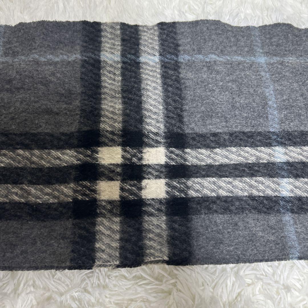 【美品】バーバリー　ロンドン　マフラー カシミヤ100%  メガチェック　グレー