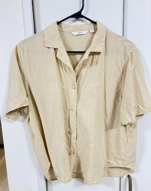 UNIQLO リネンブレンドオープンカラーシャツ ベージュ