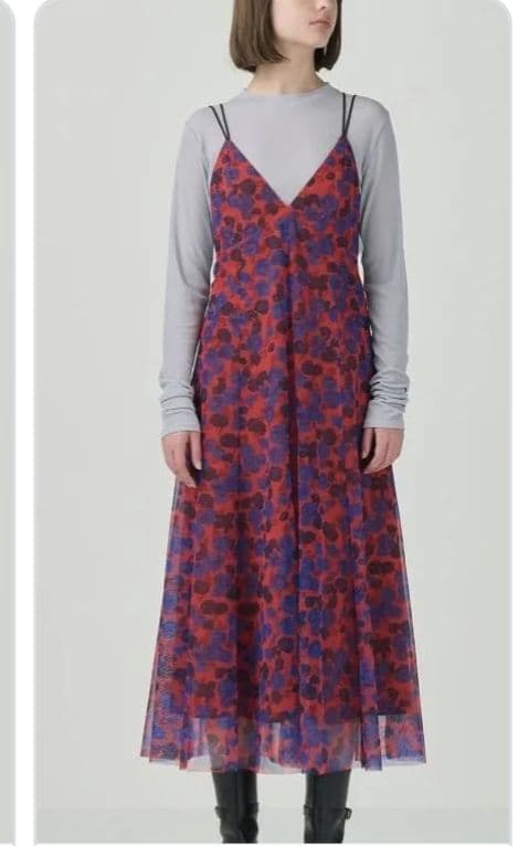 グレースコンチネンタル　フラワーチュールプリント　キャミワンピース