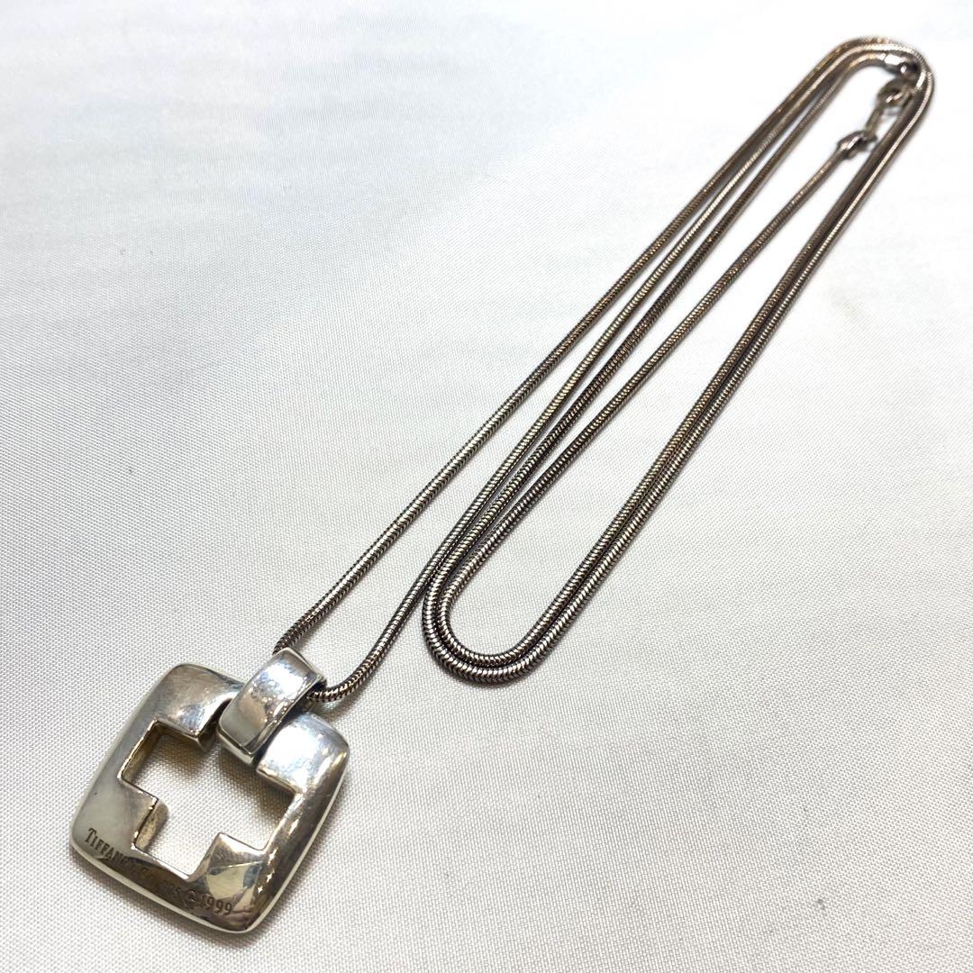 美品 TIFFANY＆Co. オープンクロス シルバーネックレス 925