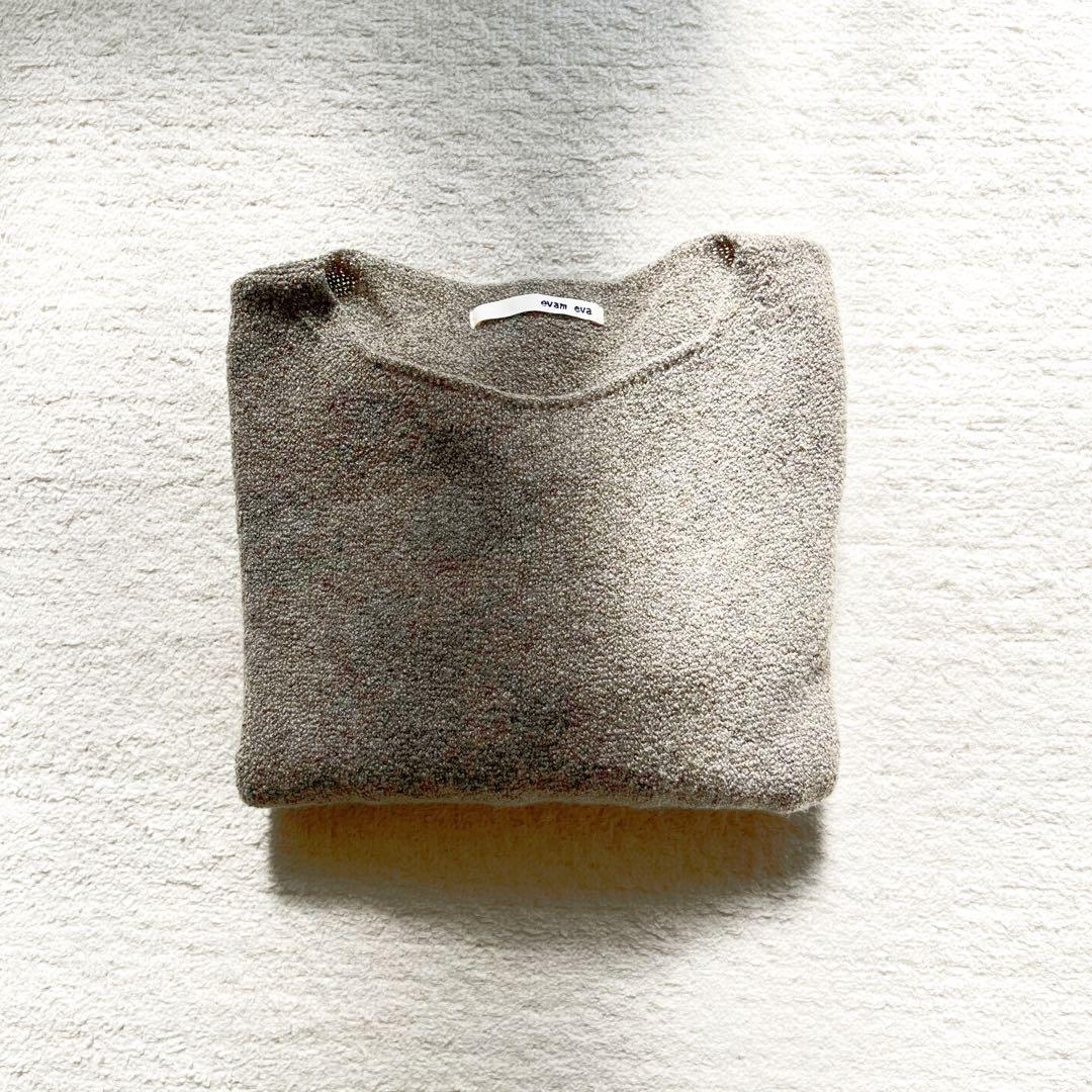 evamevaエヴァムエヴァ ブークレーニット セーターダークグレー evamevaエヴァムエヴァ ブークレーニット セーターダークグレー