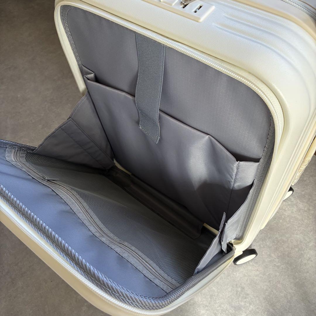 スーツケース 機内持ち込み フロントオープン　白　S 41L 1〜3泊　TSA
