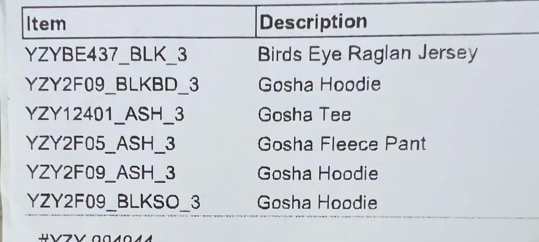 セットアップ　Gosha Rubchinskiy x YZY Black Dog