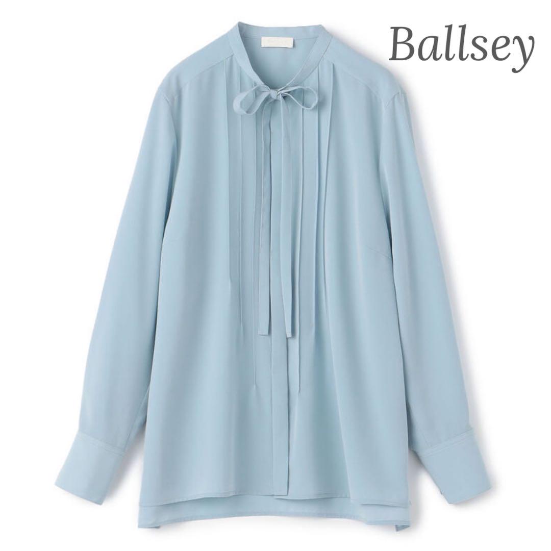 美品 Ballsey クリアデシンボウタイブラウス ブルー トゥモローランド