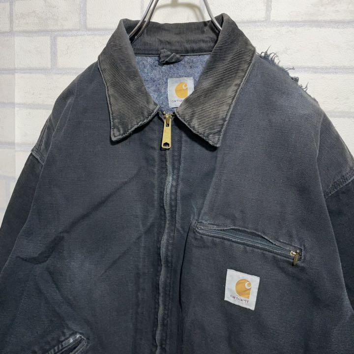 OshKosh 90~00s デトロイトジャケット ダック　Mサイズ　ブラック キッズ 古着 90s USA製 Carhartt 裏地フリース ブラック ダック