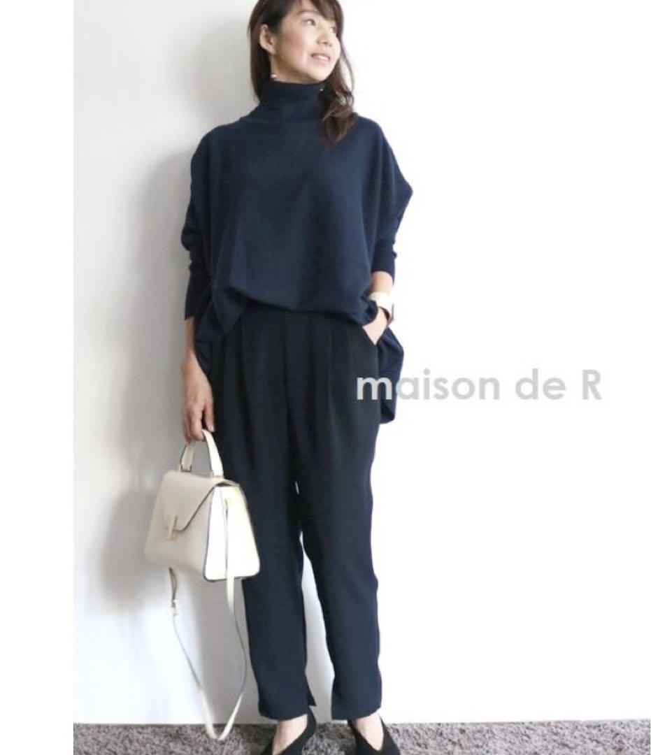maison de R コットンカシミヤフレアセーター　ネイビー