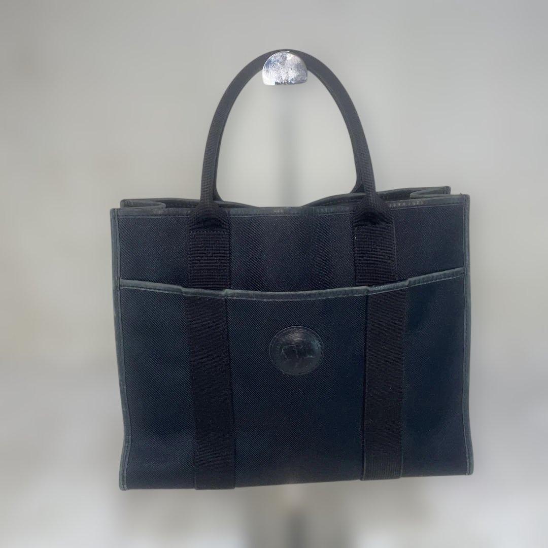 【美品】ハンティングワールド　A4 トートバッグ　レザー　黒　ブラック 正規品】ハンティングワールド A4 トートバッグ レザー 黒 ブラック