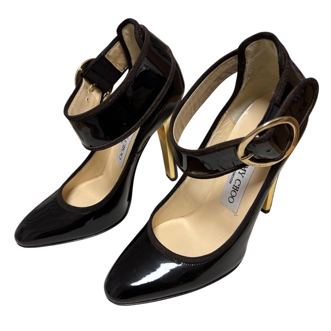 美品✨JIMMY CHOO エナメル パンプス ハイヒール ストラップ