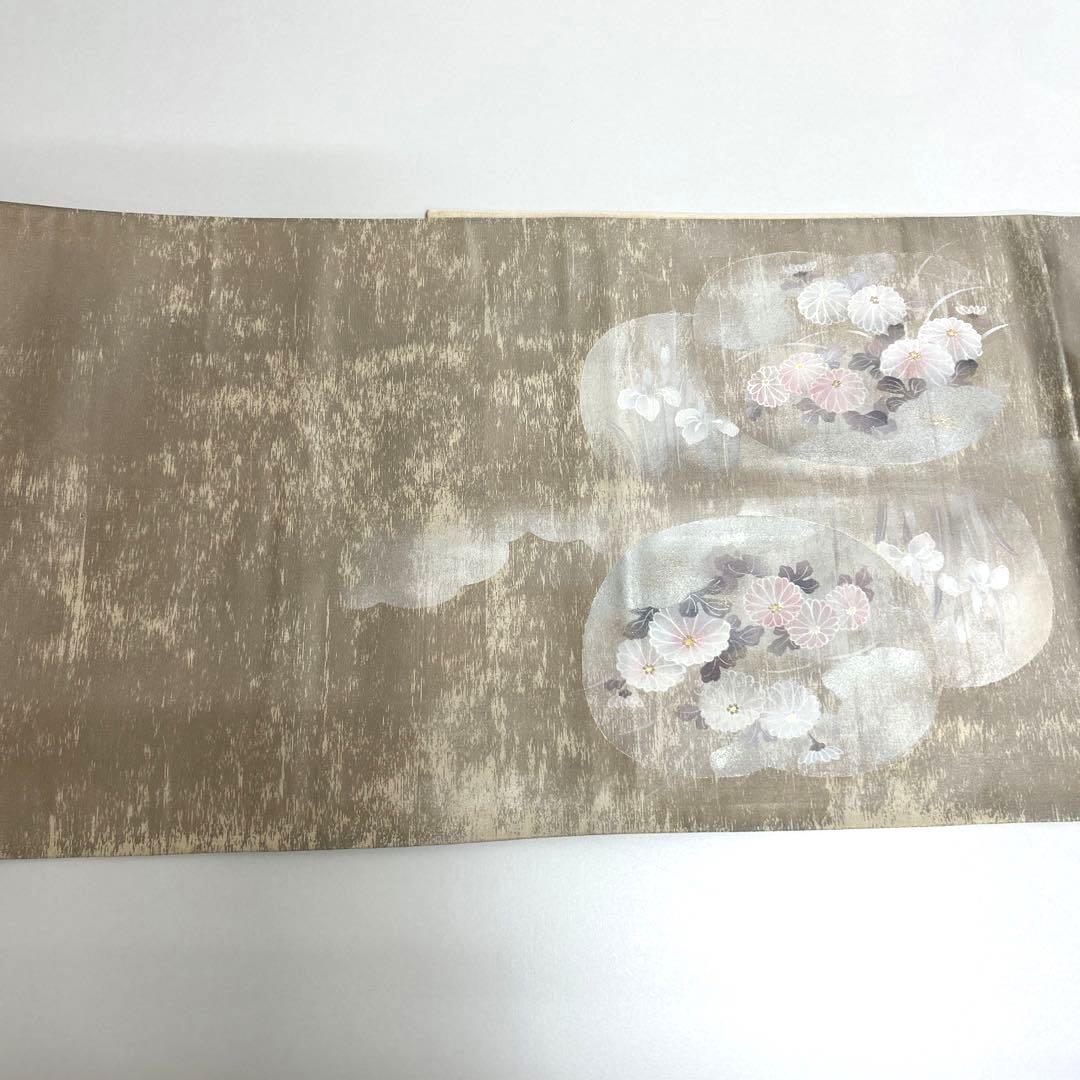 MO-091 一部刺繍 相良刺繍 金駒 太鼓柄 袋帯 正絹 着物 着物・浴衣