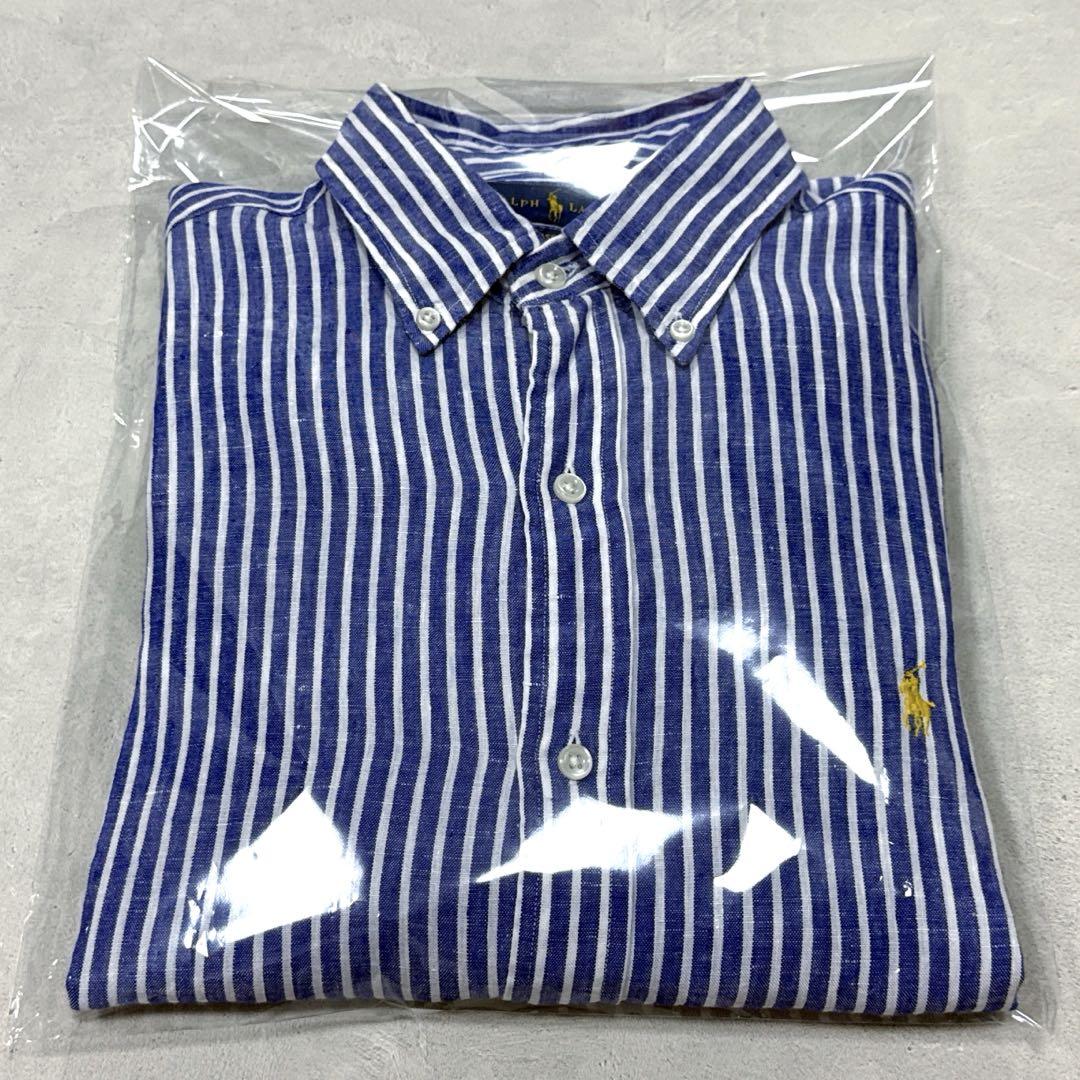 美品 22SS ポロラルフローレン リネンボタンダウンシャツ