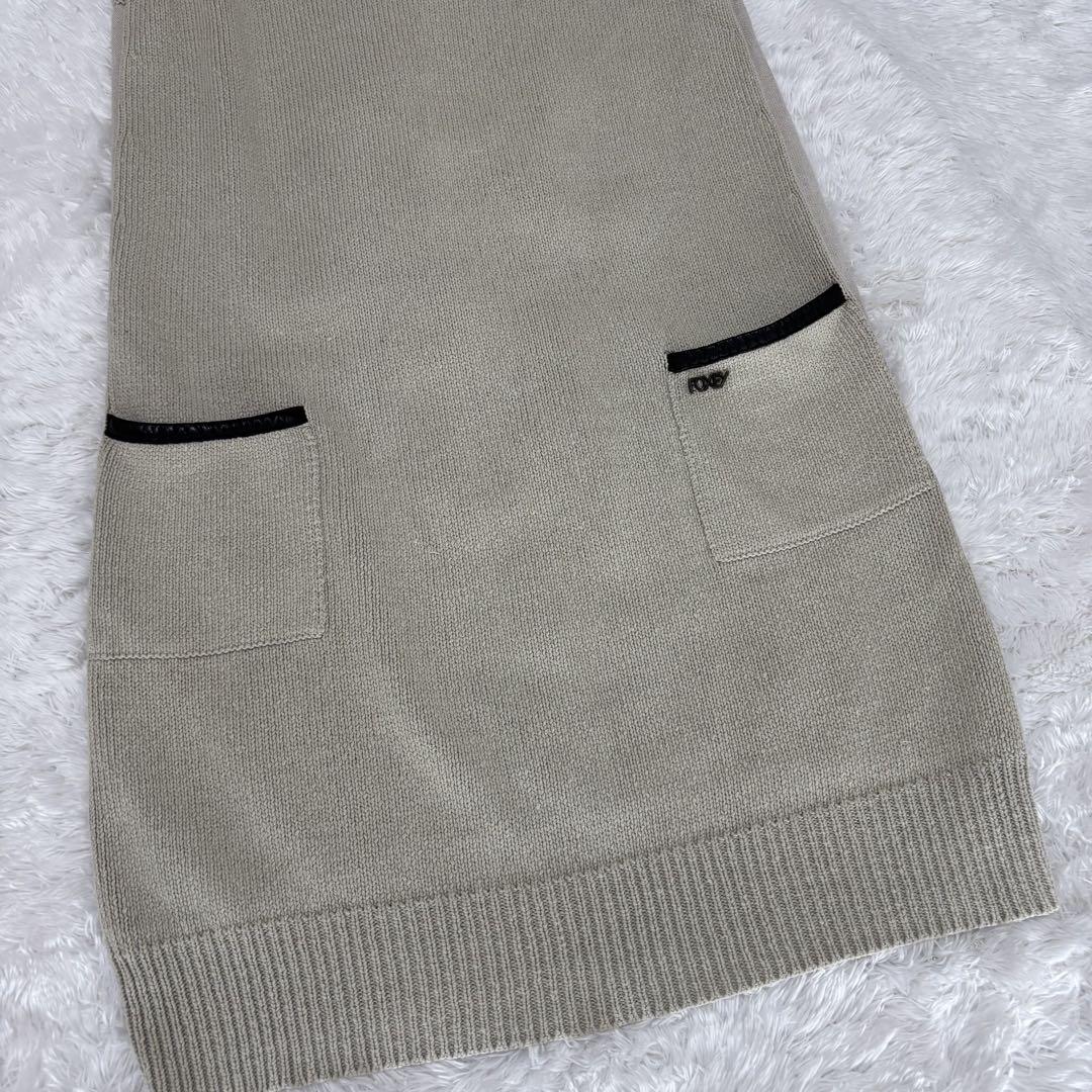 FOXEY フォクシー　リネンコットンニットワンピース　レザー　異素材