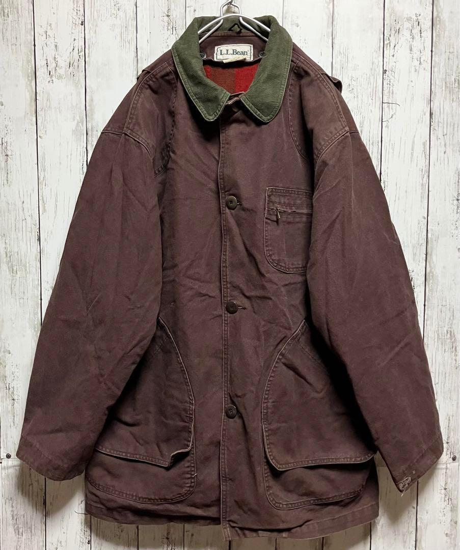LL.bean/T540 ダックハンティングジャケット80s 80s L.L.Bean ダック地 ハンティングジャケット 茶 34