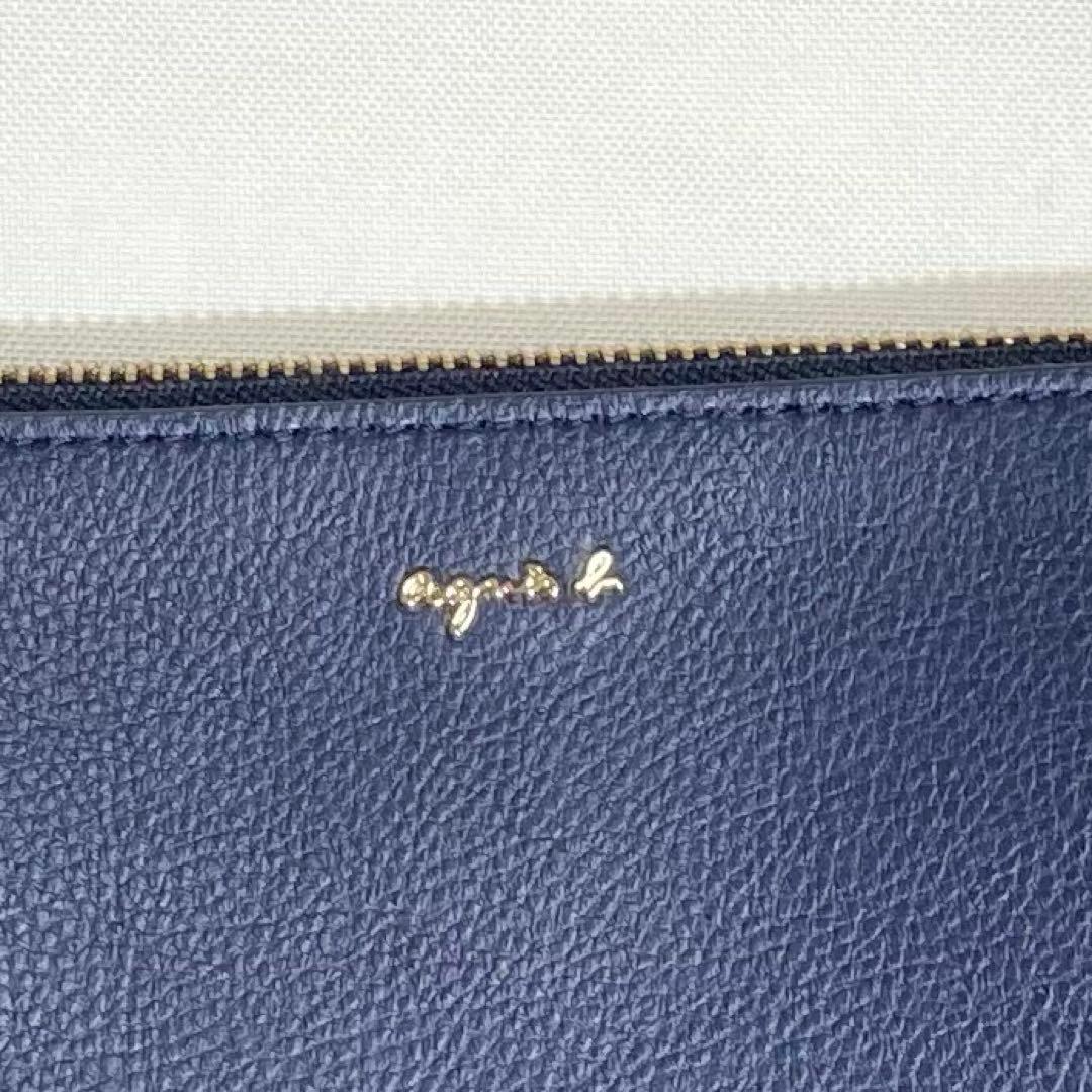 アニエスベー ショルダーバッグ　牛革　レザー　ネイビー　美品