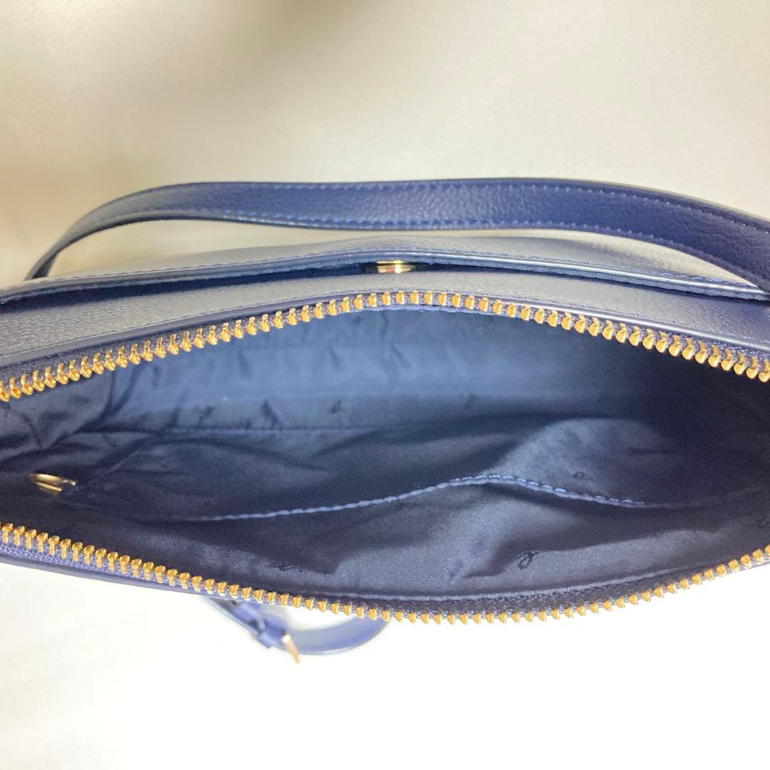 アニエスベー ショルダーバッグ　牛革　レザー　ネイビー　美品