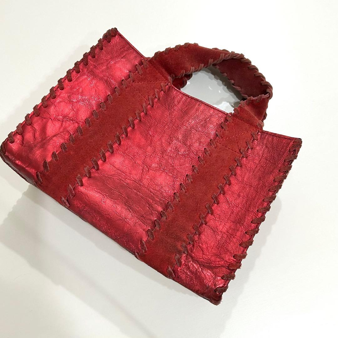 トリココムデギャルソン レザー トートバッグ スウェード レッド 赤 山羊革 トリココムデギャルソン レザー トートバッグ スウェード レッド 赤 山羊革