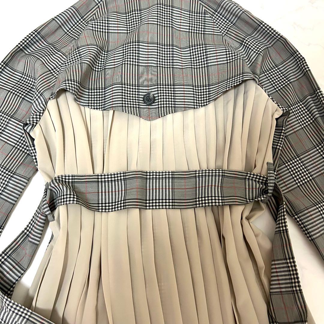 チェックシャツプリーツワンピースM