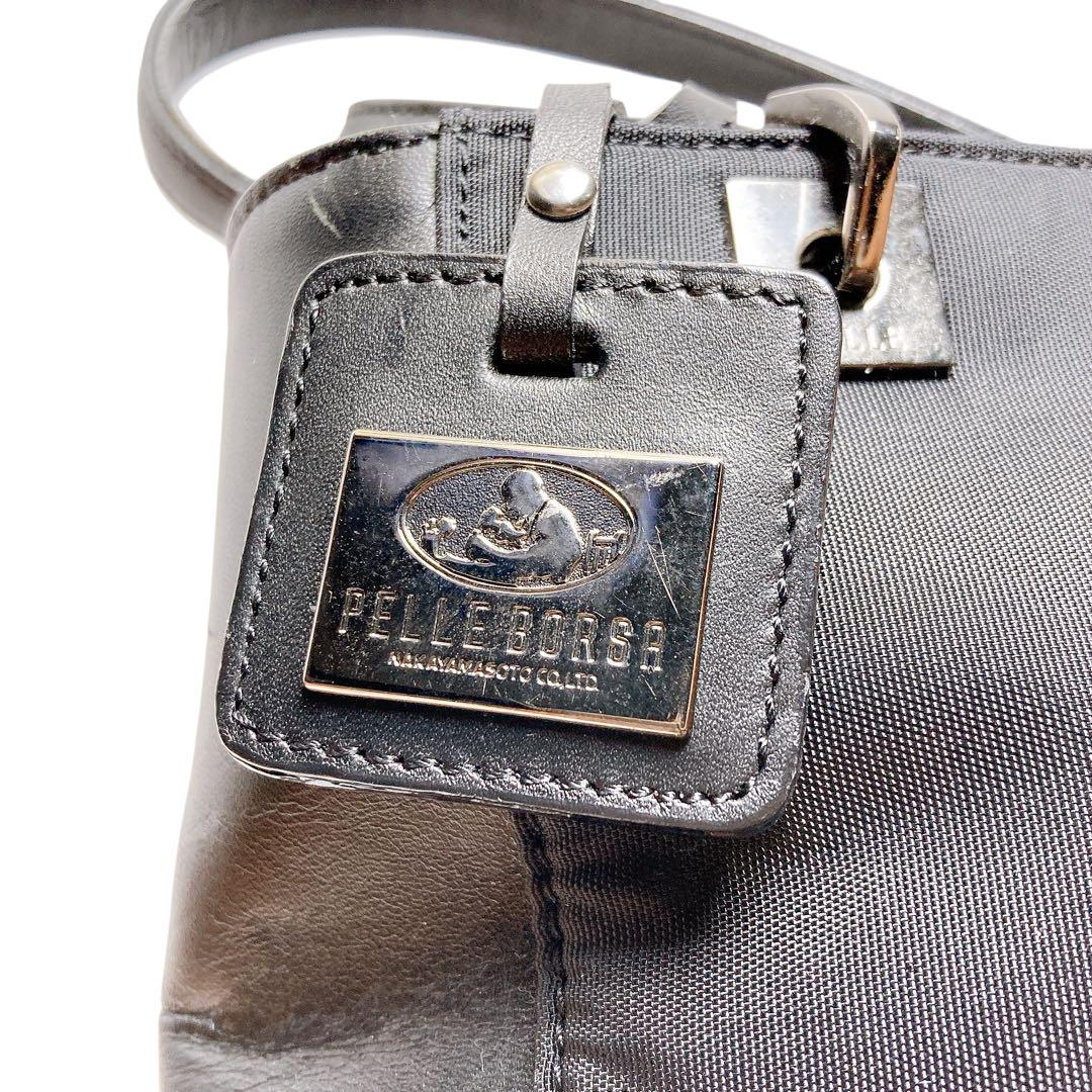 PELLE BORSAハンドバッグ ブラック 黒 ナイロン ミニバッグ