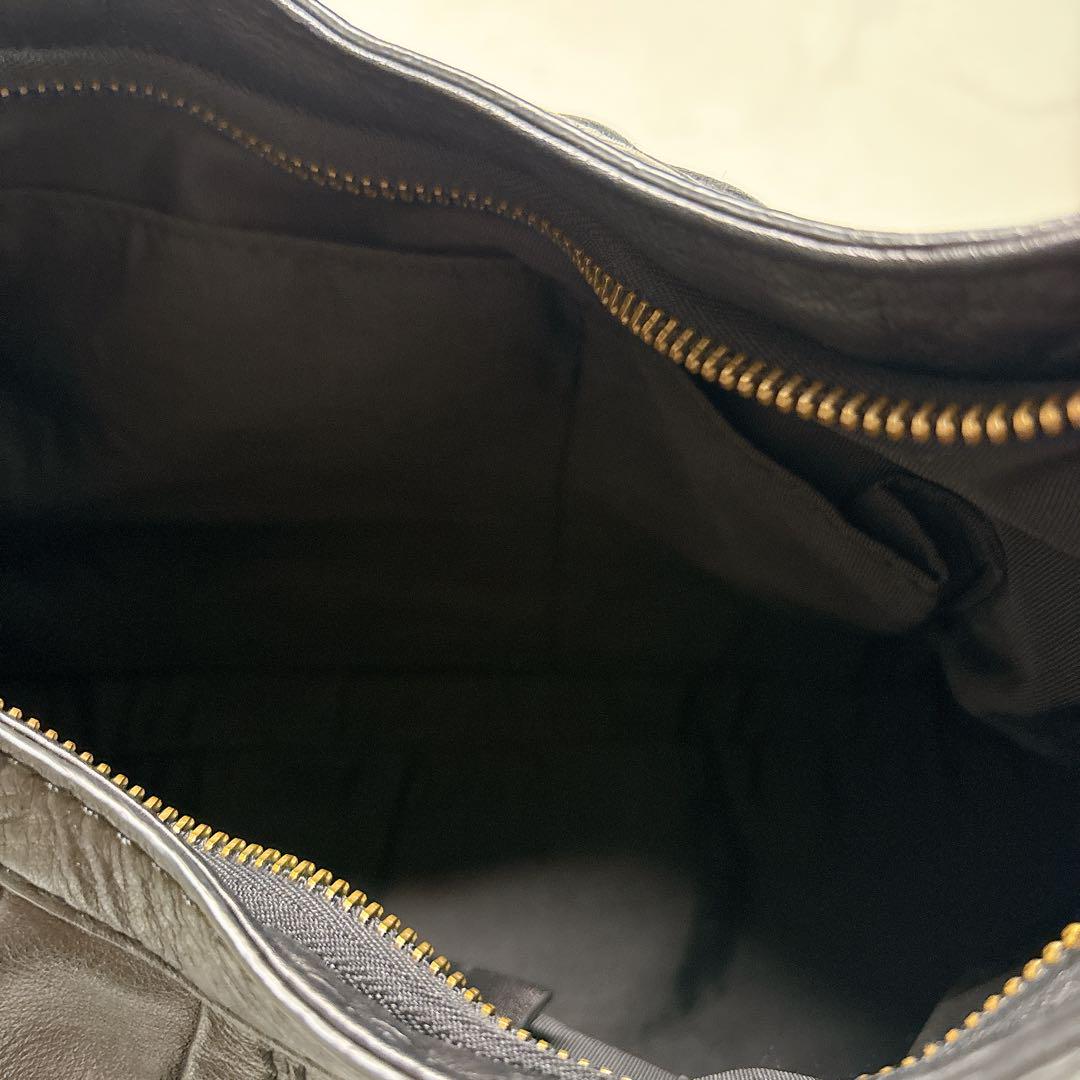 極美品 ECCO ブラックレザーショルダーバッグ 肩掛け 袋付き