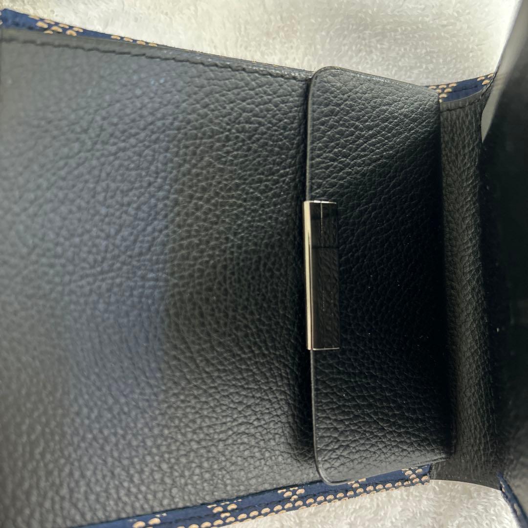 ikedaya 二つ折り財布 ネイビー 三角模様