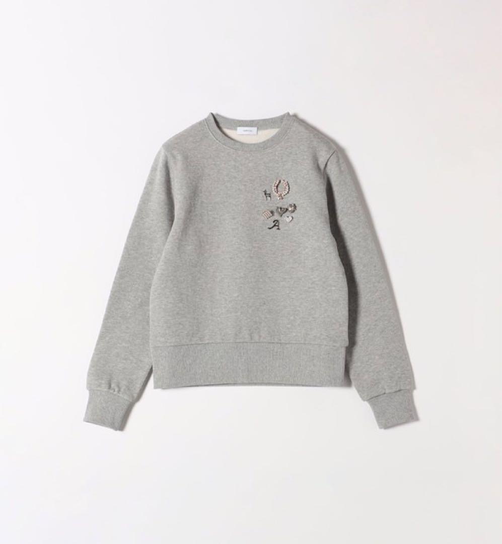 刺繍付きグレー スウェット トレーナー