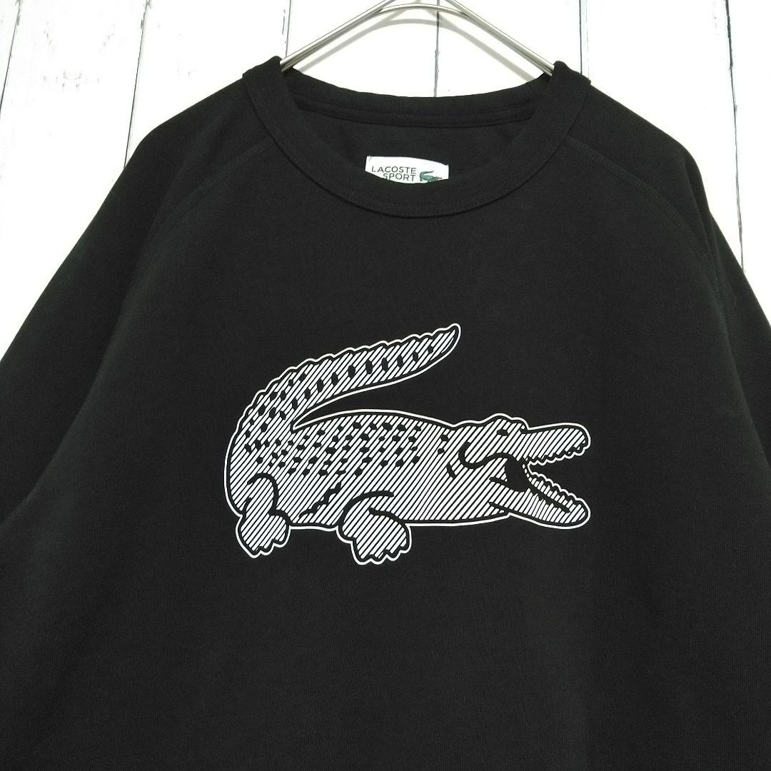 未着用　ラコステ　LACOSTE　スウェット　ビッグロゴ　ワニ　パイル　黒　M