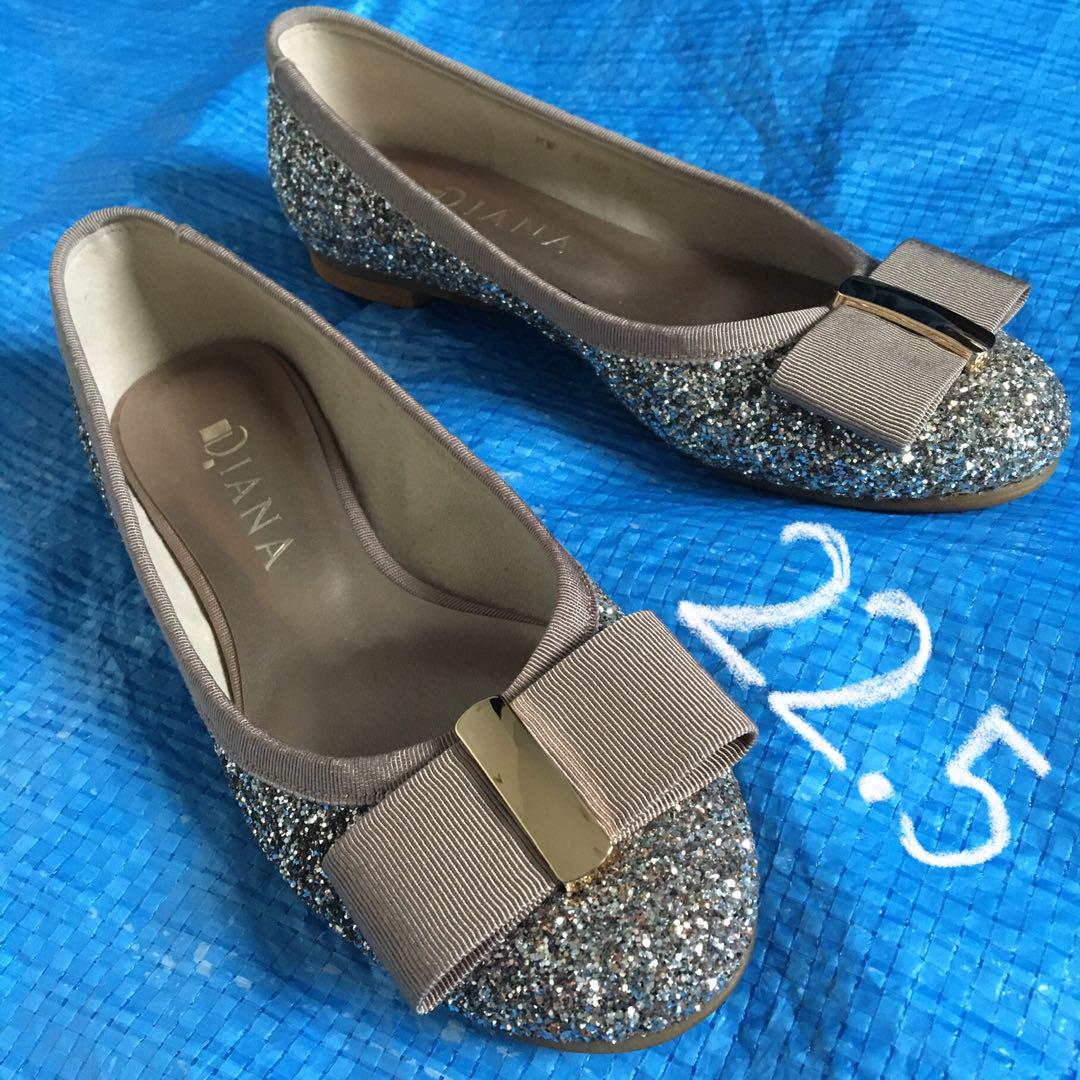 極美品⬛︎DIANA⬛︎ダイアナ⬛︎フラットパンプス⬛︎リボン⬛︎グリッター⬛︎22.5