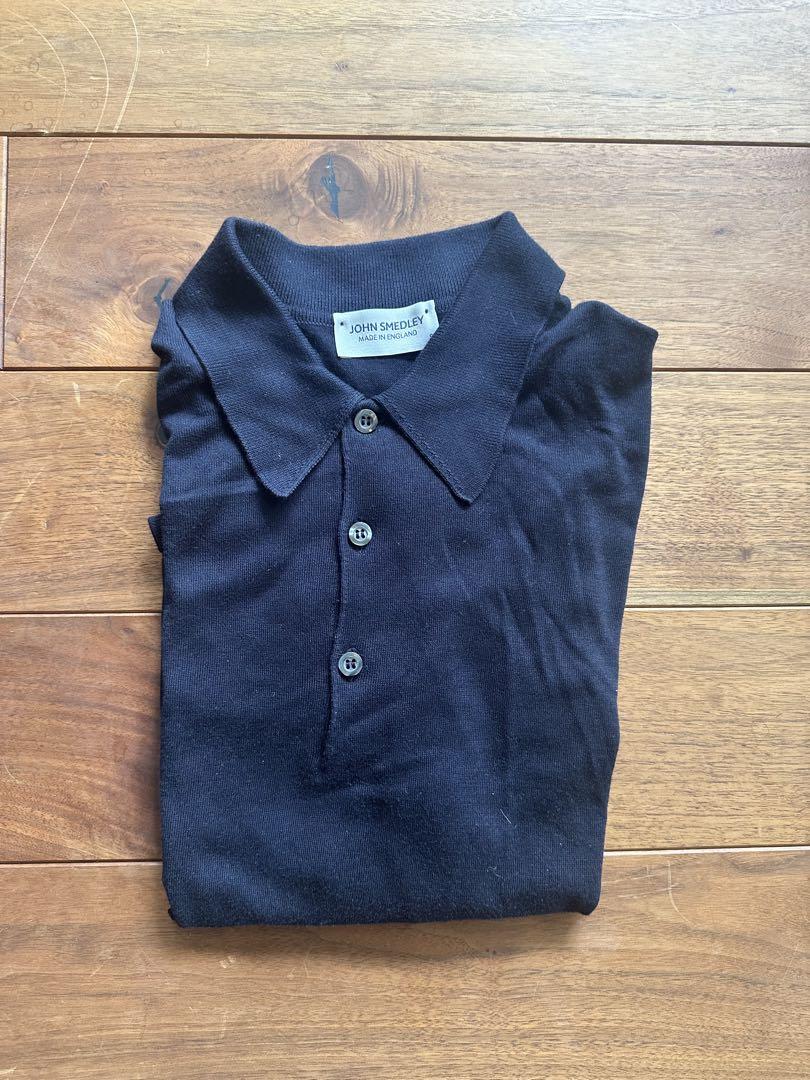 【美品】ジョンスメドレーネイビーコットンポロシャツJOHN SMEDLEY
