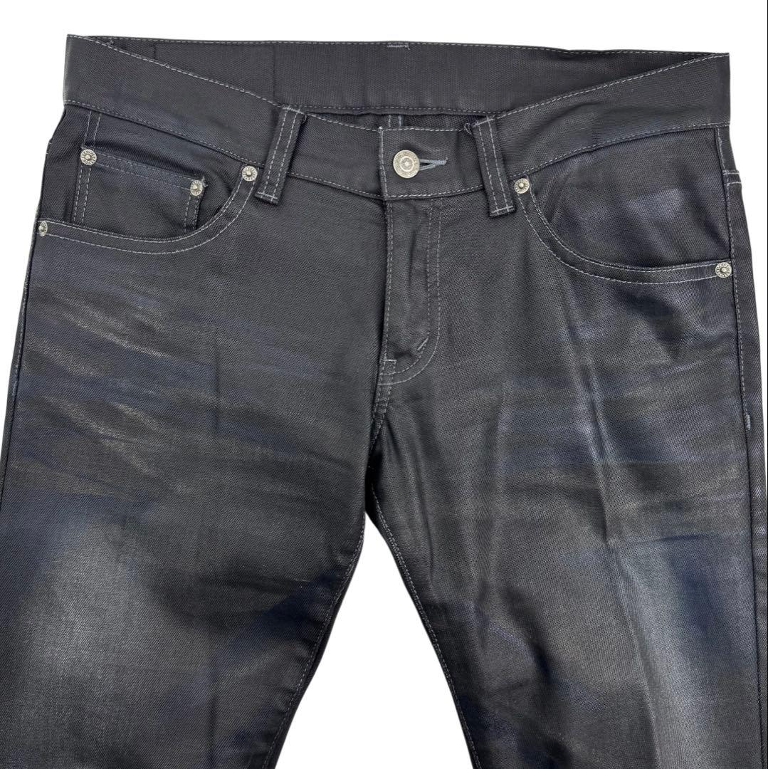 00s TORNADO MART コーティング ストレッチ フレア ジーンズ 黒