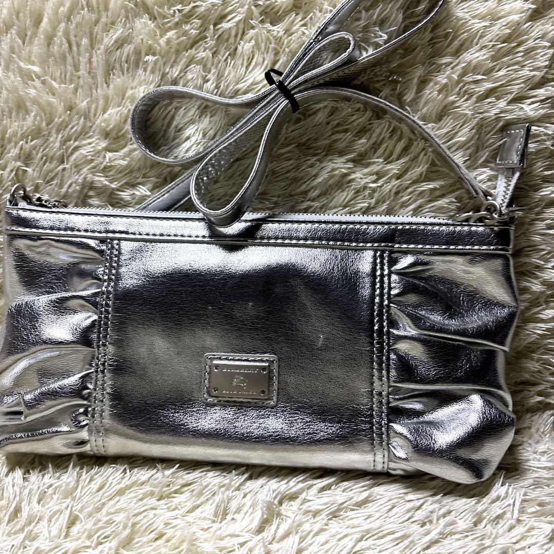BURBERRY バーバリー アクセサリーポーチ ショルダーバッグ 希少シルバー