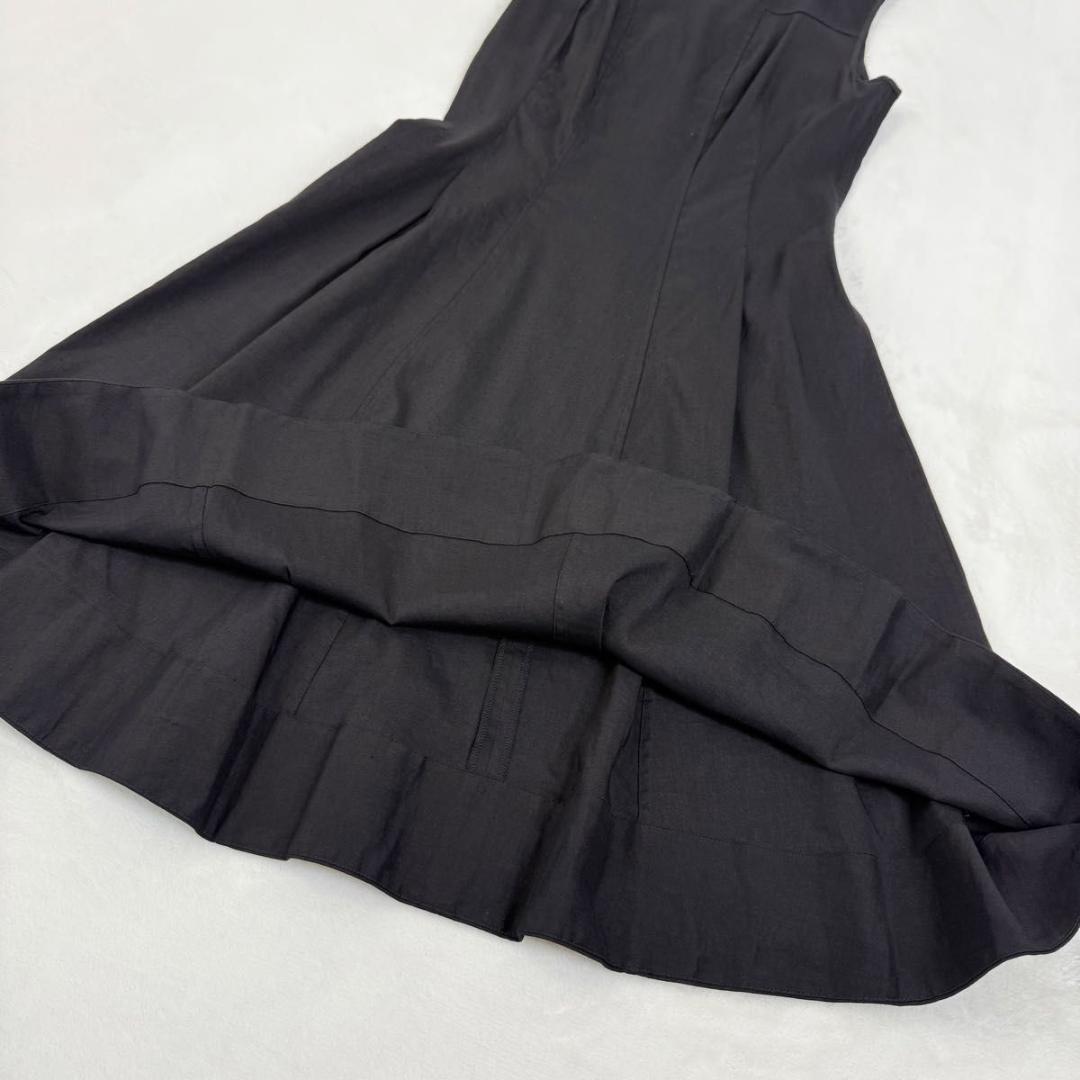 美品☆セオリー 現行タグ ノースリーブ リネン ワンピース ストレッチ 黒