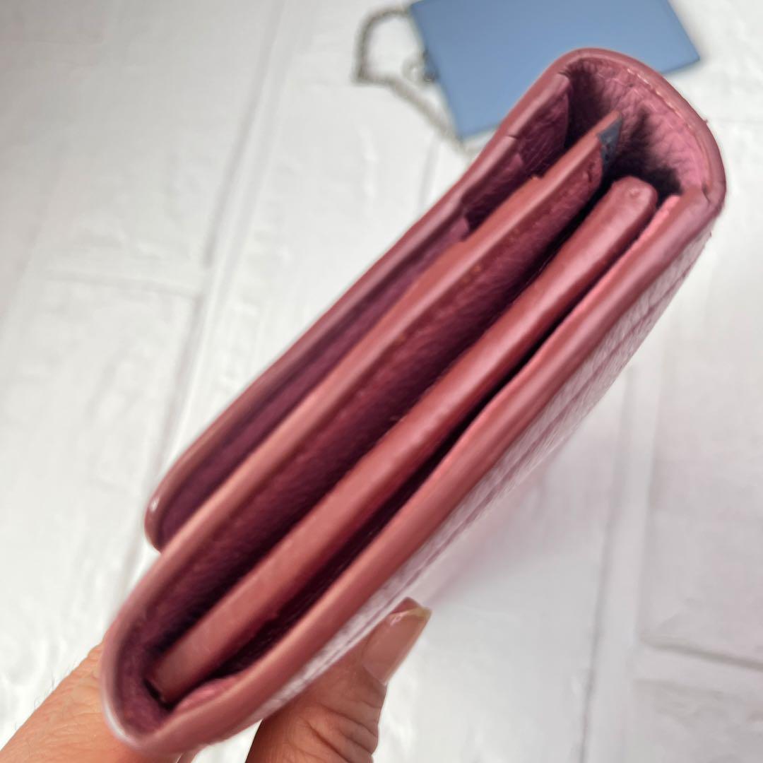 良品✨PRADA 長財布　カードケース付き　モーブピンク　水色　ラムレザー