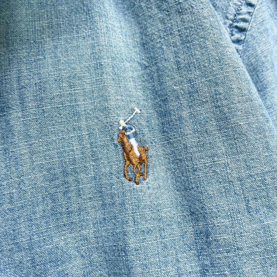 美品　ポロラルフローレン　ダンガリーシャツ　デニムシャツ　ポニー刺繍　M相当