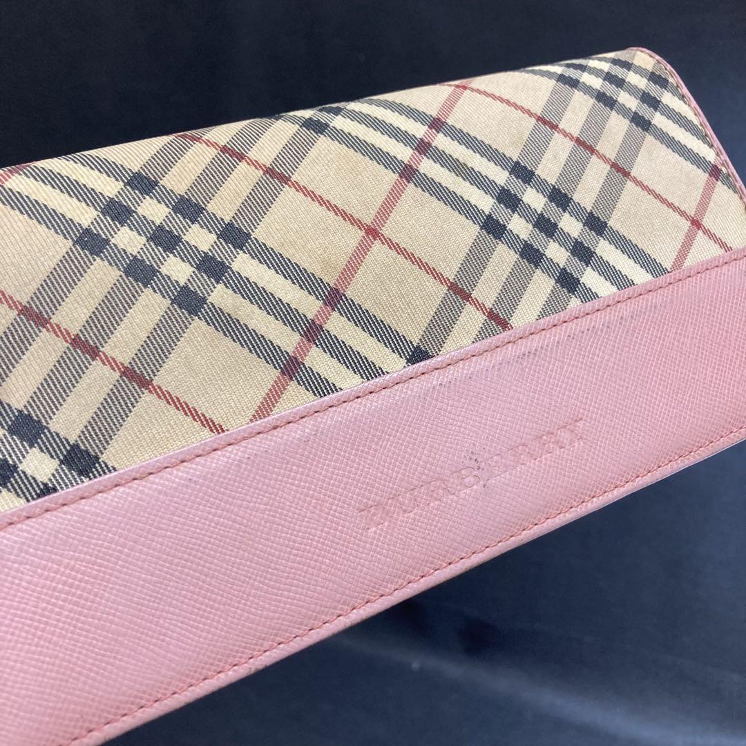 BURBERRY バーバリー 長財布 がま口 ノバチェック ピンク