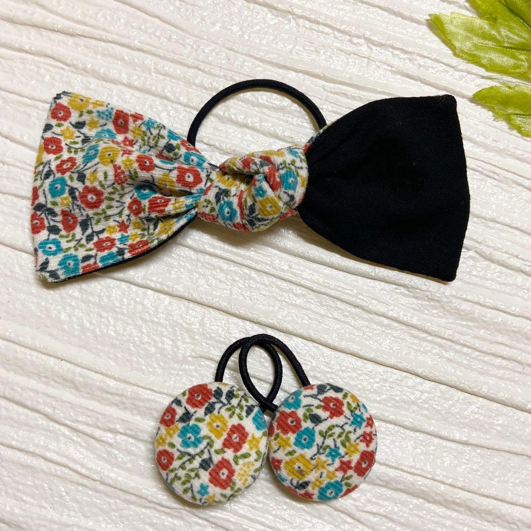 お買い得 お揃い コーデュロイリバティ シングルリボン くるみボタン 3個セット新品、♥