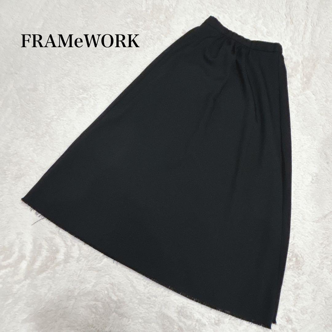 FRAMeWORK フレームワーク シャークスキンフレアスカート 36 ブラック